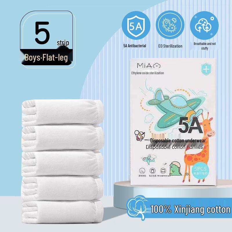 Children's Disposable Cotton Boxer Briefs: Comfortable, Sterile, Travel-Ready Underwear for Boys and Girls.