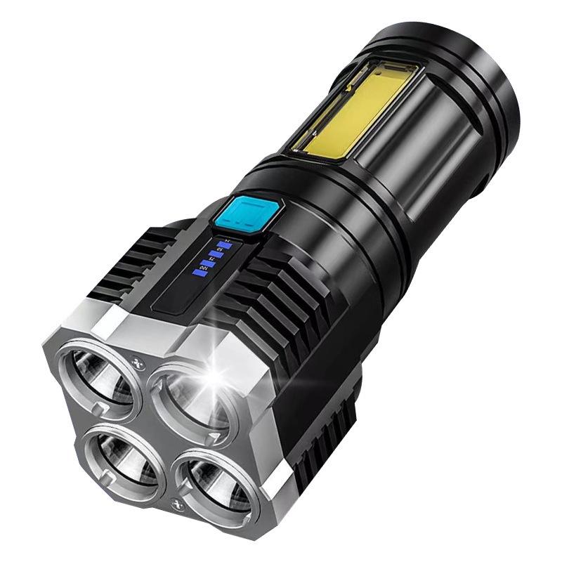 Cross-Border L-S03 Multifunctional Rechargeable LED Flashlight - Strong Beam, Side Light, Durable, Portable with Power Display