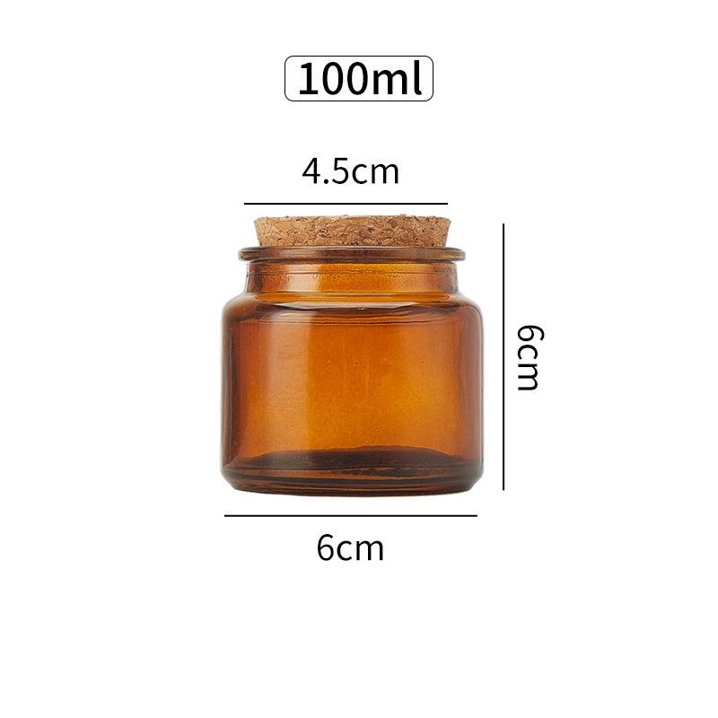 Mini Glass Aroma Candle Holder with Wooden Stopper, Available in 100ml & 200ml, Tea-Colored