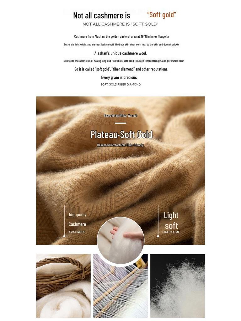 Men's Cashmere Cable Knit Sweater - Autumn/Winter 2025, Loose Fit, Semi-High Neck, Gentle Style