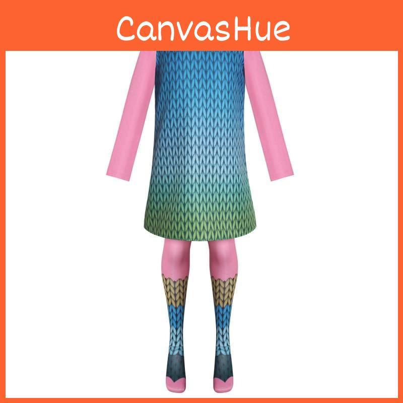 Cute Fantasy Trolls Cosplay Costume Poppy Dress Anime Halloween Stage Outfit