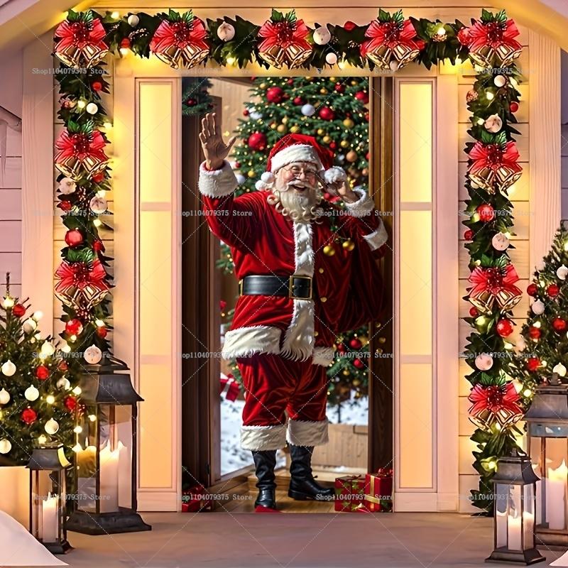 Christmas Old Man Door Banner Hanging Door Cover Banner Snowman Photography Background Indoor And Outdoor Porch Decoration