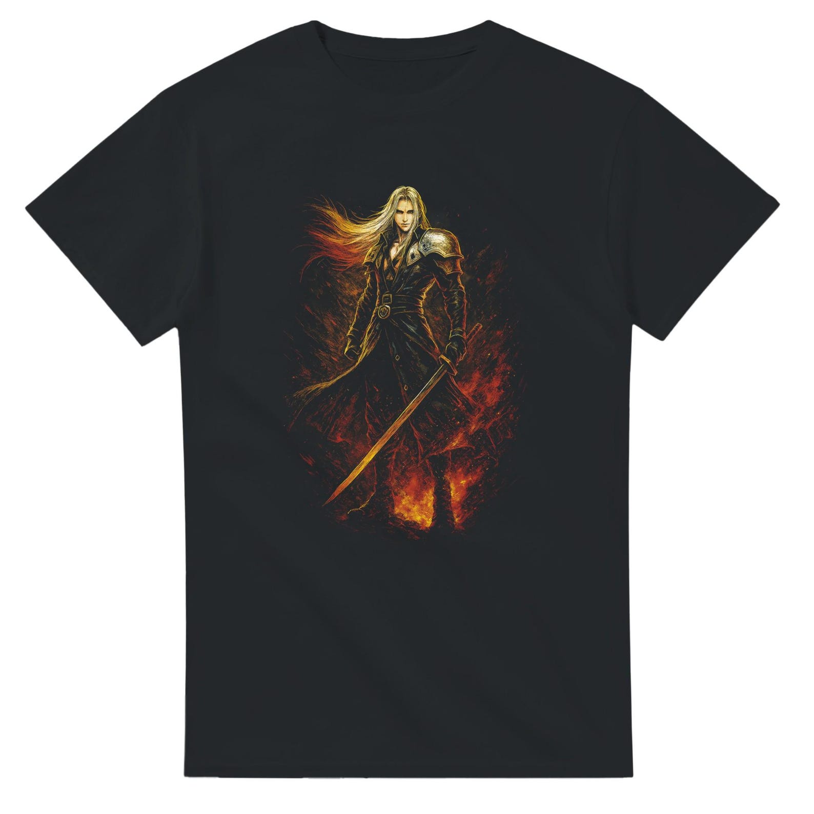 Sephiroth Halftone Heavyweight Unisex Crewneck T shirt | Gildan® 5000 3XL