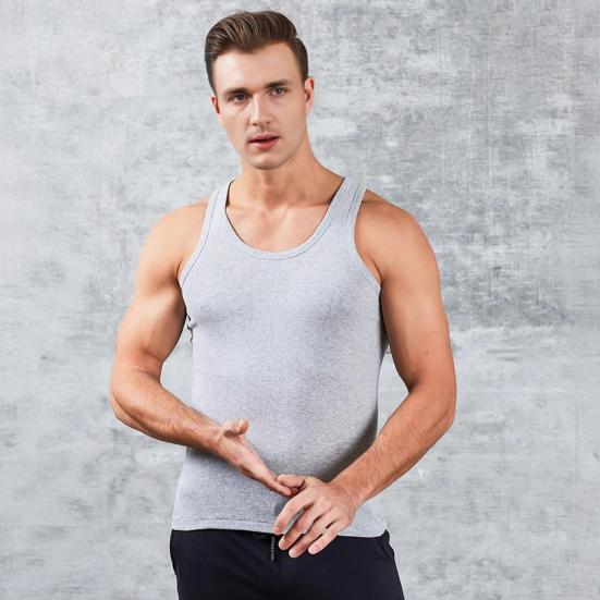 Gilet Homme Col Rond Sans Manches Coupe Ajustée Débardeurs Doux Respirant Hauts à Superposer Sensation Sans Couture Gilet Basique Tenue Quotidienne