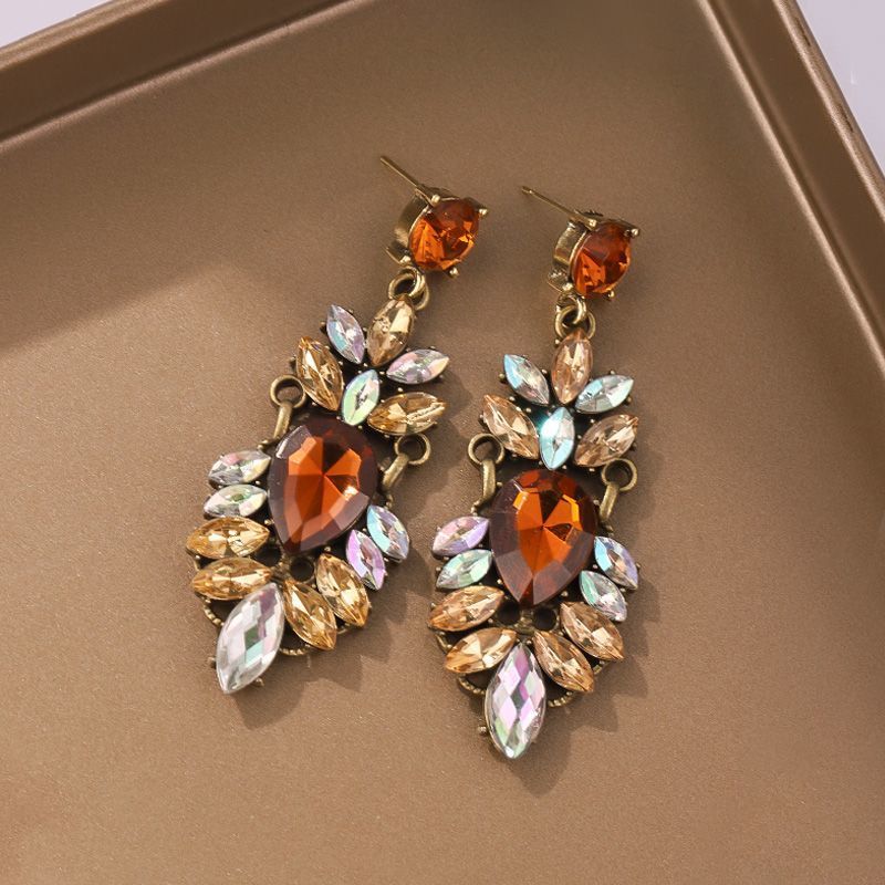 European and American Retro Super Flash Water Drop Earrings Fashion Exaggerated Atmosphere Heavy Industry Earrings Fashion High Sense Earrings Women