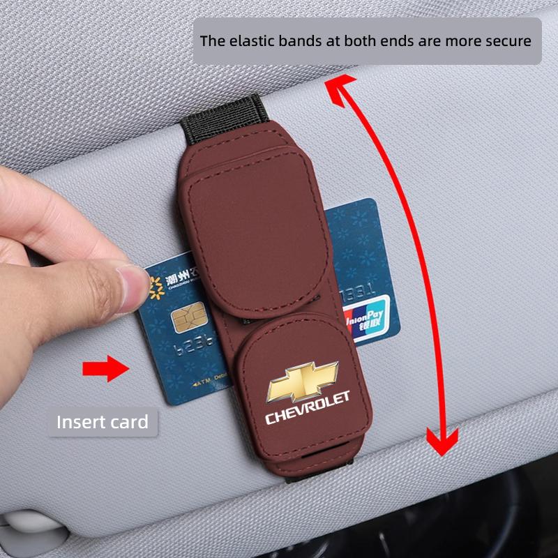 Leather Car Sun Visor Sunglasses Clip Eyeglasses Holder Auto Interior For Chevrolet Matiz Onix Camaro Cobalt Beat Groove Equino