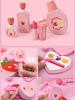 Children Pretend Play Pink Makeup Bag Wooden Play House Toys Simulation Girl Make Up Set Dressing Table Cosmetics Toys Gift