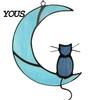 Decorative Hanging Ornament Acrylic Cat Pendant with Chain, Animal for Window Crescent Wall Decor, Cute Lover Gift Home Room Decoration Light