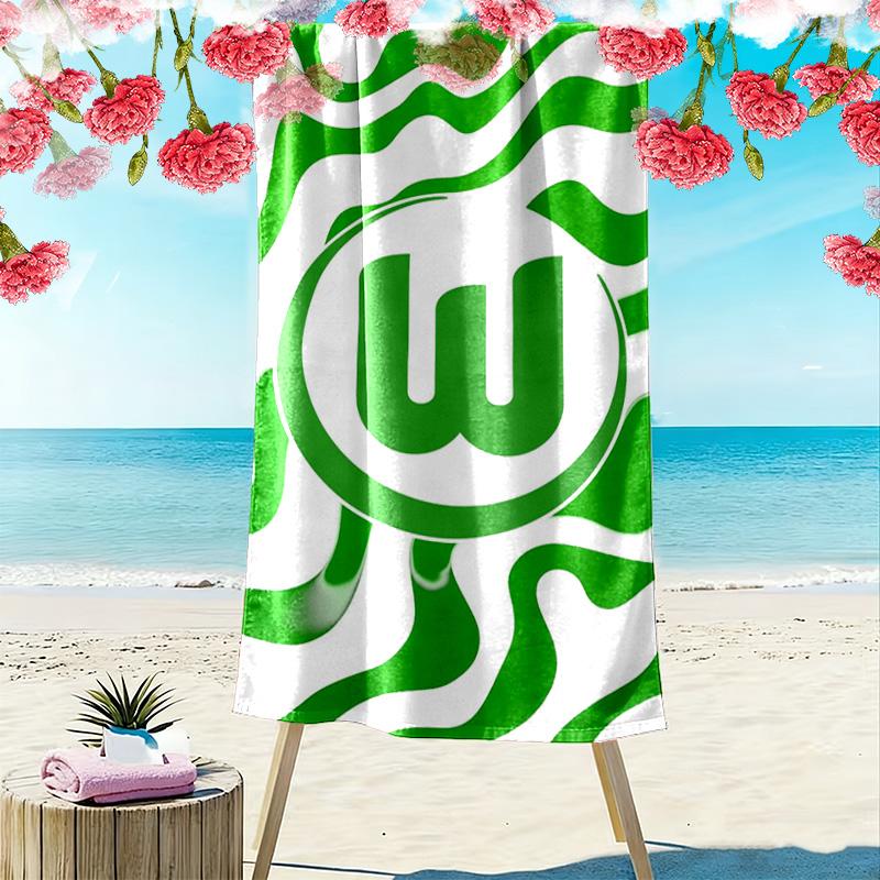 VfL Wolfsburg Print Strandtuch, Großes Weiches Schnelltrocknendes Handtuch für Strand Camping Schwimmen