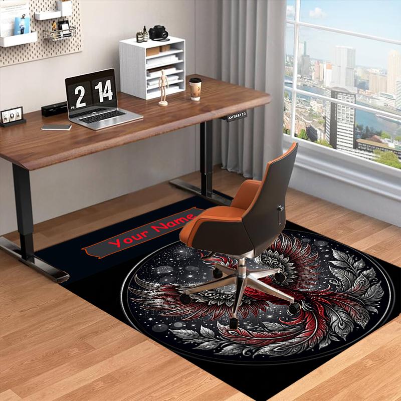 1PC Custom Name Phoenix Artwork Theme Floor Mat Ideal for Living Room, Game Rooms, Office, Bedroom,Floor Mat Playful Design