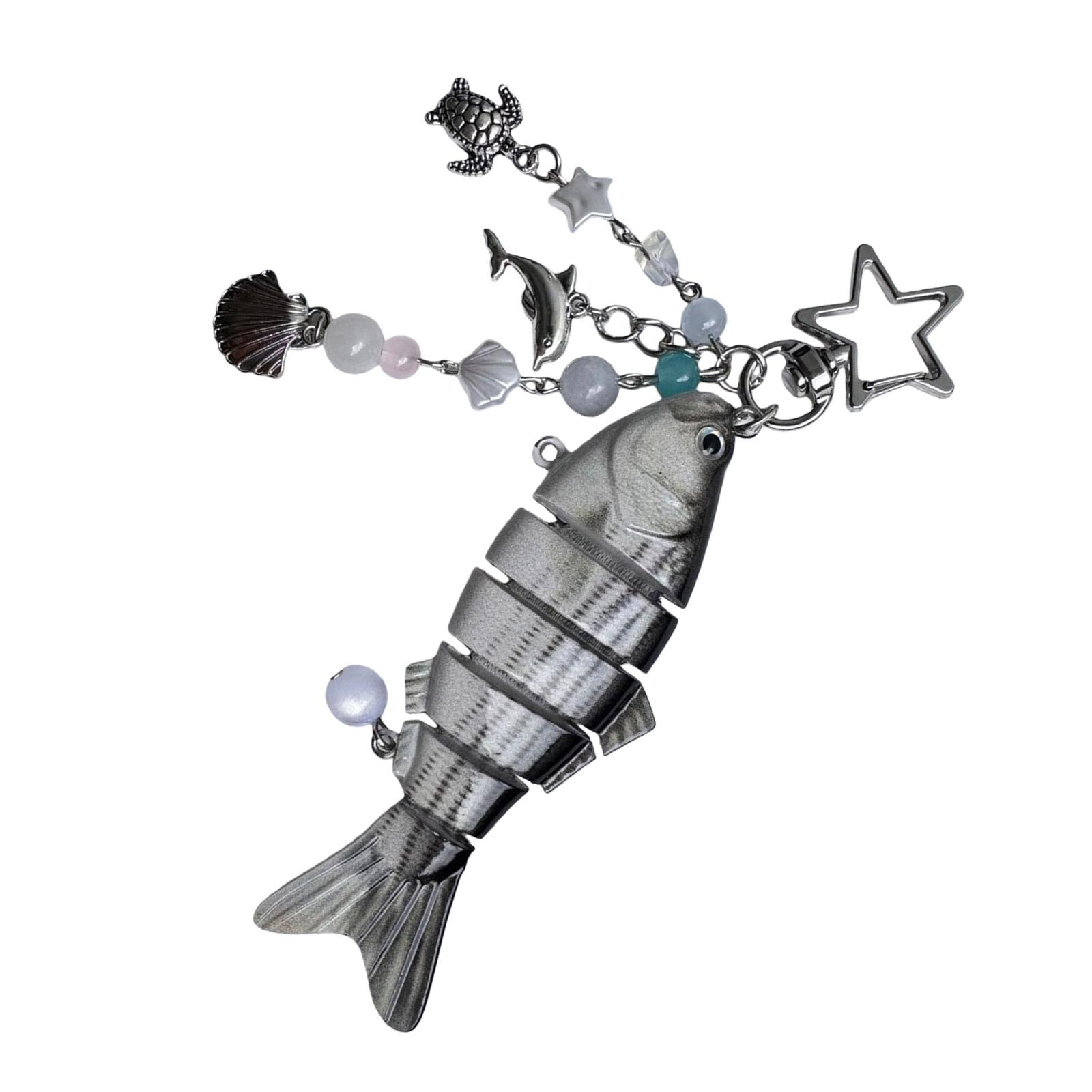 

Articulated Swimming Fish Key Ring Realistic Motion Design Fishing Enthusiast Gift Resin Crafted Accessory чорний