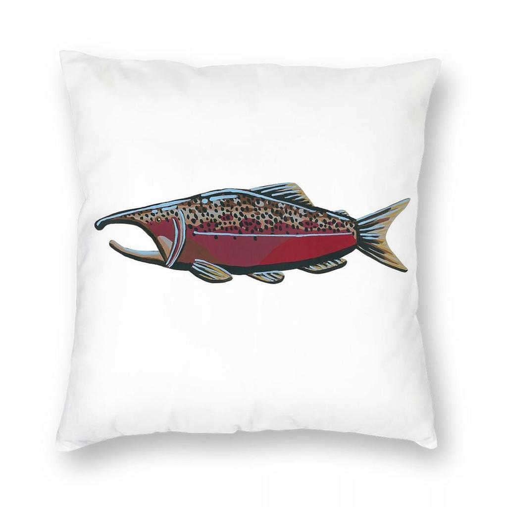 Pacific Salmon Chinook Square Pillowcase Polyester Linen Velvet Printed Zip Decor Pillow Case Car Cushion Cover