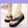 Summer Flower Pattern Wedge Flip Flops For Women With Breathable Eva Sole And Anti Slip Design