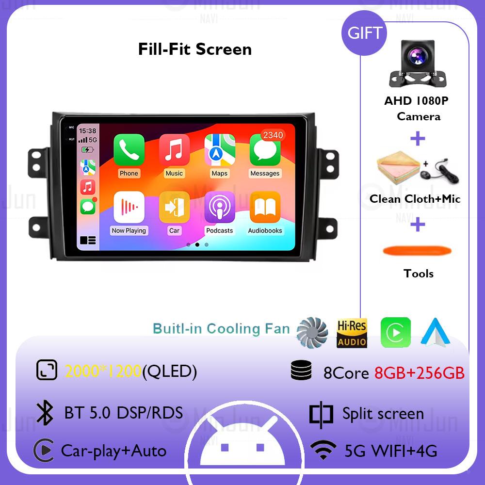 Android 14 for Suzuki SX4 2006-2013 Car radio For Fiat Sedici multimedia player Autoradio GPS navigation Carplay SWC HeadUnit