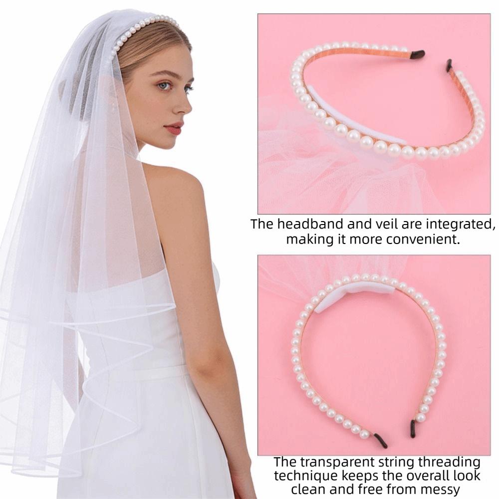Elegante Braut Kopfbedeckung Randbesetztes Perlen Haarband Premium Hochzeits Brautschleier Verlobung