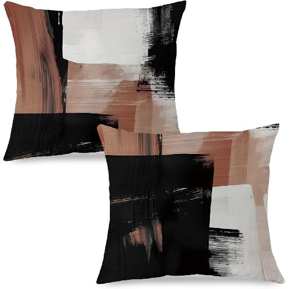 SPBL&L Mexican Pillow Covers 18x18, Mexican Home Decor,Talavera Decor, Mexican Gifts for Women, Spanish Style Terracotta Burnt Orange Throw Pillow Morden-black and Brown -