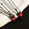 Vintage Metal Heart Sword Pendant Couple Necklace for Women Gothic Black Crystal Clavicle Chain Necklace Zircon Accessories