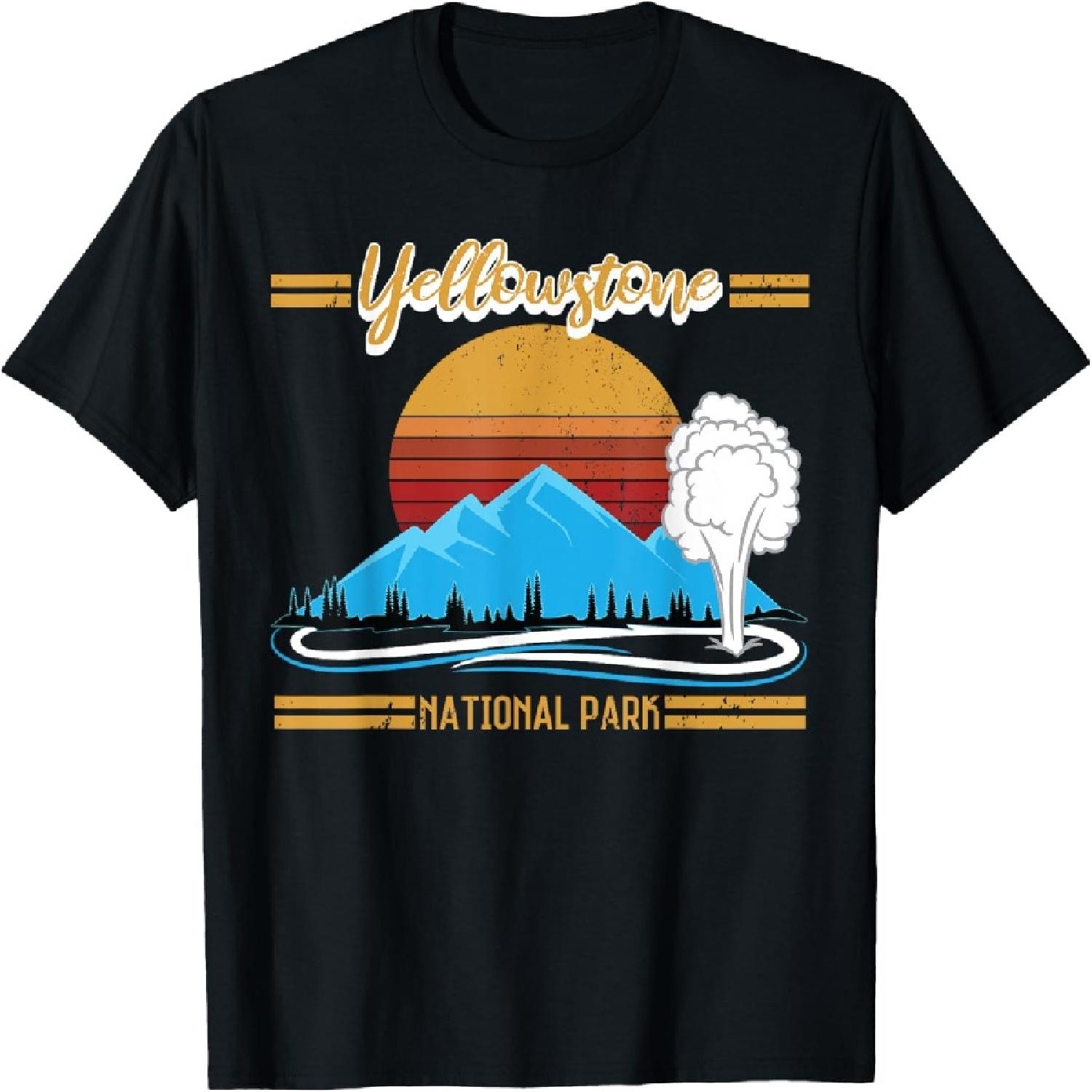 Винтажная футболка с ретро-дизайном Национального парка Йеллоустоун S