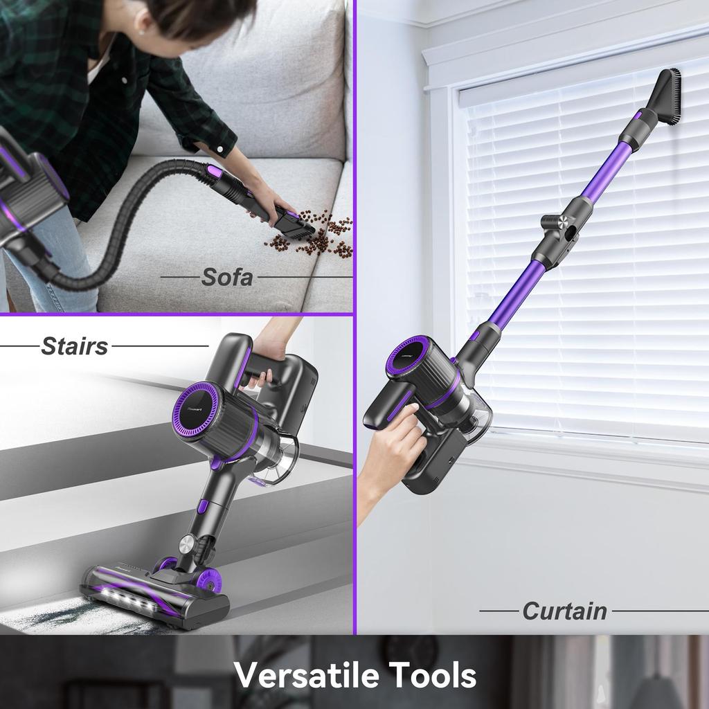 POWEART N700 Cordless Handheld Vacuum Cleaner Purple 30KPa Suction 2600mAh Battery