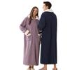 Men's Plush Bathrobe Zipper Up Long Housecoat Winter Warm SPA Fleece Duster Robe with Pocket Flannel Full Length Loose Fit Nightgown Sleepwear for Men