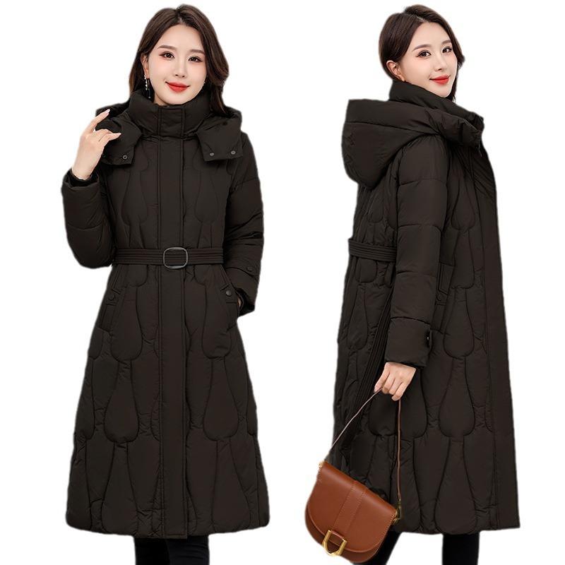 Winter New Style Figure-flattering Over Knee Medium and Long Cotton-padded Clothes 2025 Down Cotton Coat