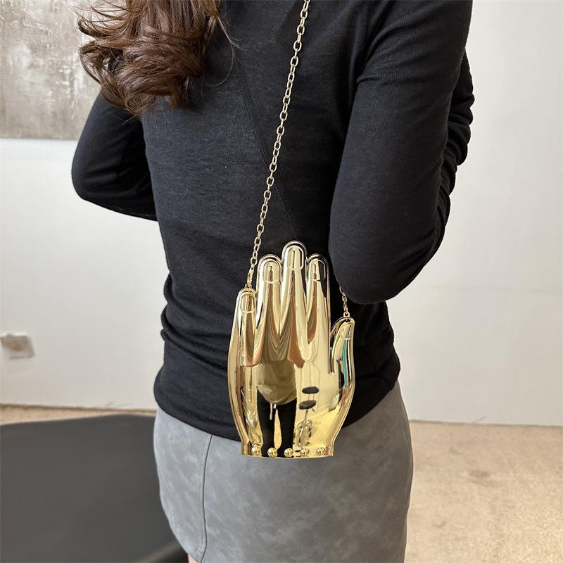 Personalized creative finger bag women's 2025 new cute girl foreign versatile chain crossbody acrylic dinner bag