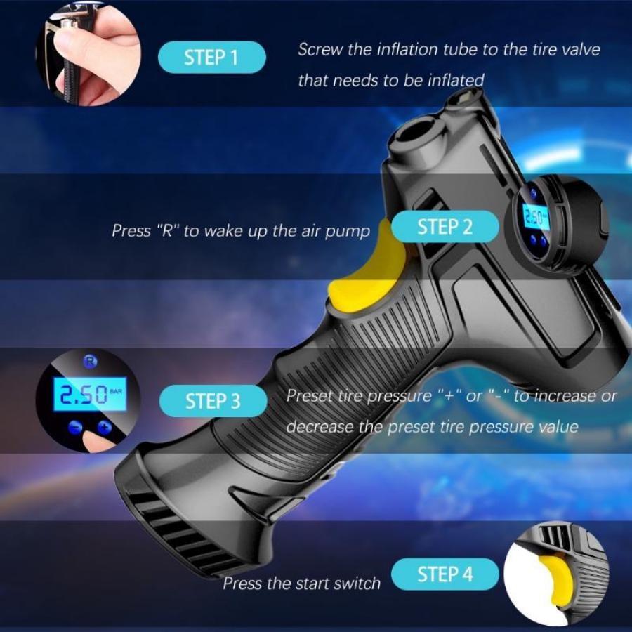 2023 Newly Upgraded 120W Rechargeable Car Handheld Intelligent Digital Display Home Car Electric Portable Tire Pump Car Air Pump.