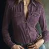 Women's European & American Long-Sleeve Deer Suede Shirt - Spring & Autumn Collection