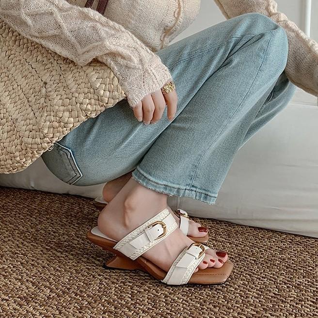 Fashion Shoes Low Rome Hoof Heels PU Rubber Fabric Low Shoes Hoof Heels Rome Rubber Fabric