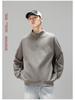 Retro Half-Zip Stand Collar Warm Hoodie - Heavyweight Velvet, Casual Solid Color Sports Top