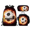 3Pcs/set Large Children School Bags Cute 3D Football Soccer Prints School Backpack for Teen Boys Kids Book Bag Student Back Pack