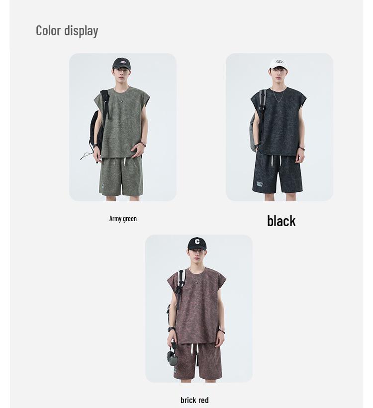 2025 Herren Übergröße Batik 2-teiliges Set: Sommerweste & Shorts Freizeitanzug