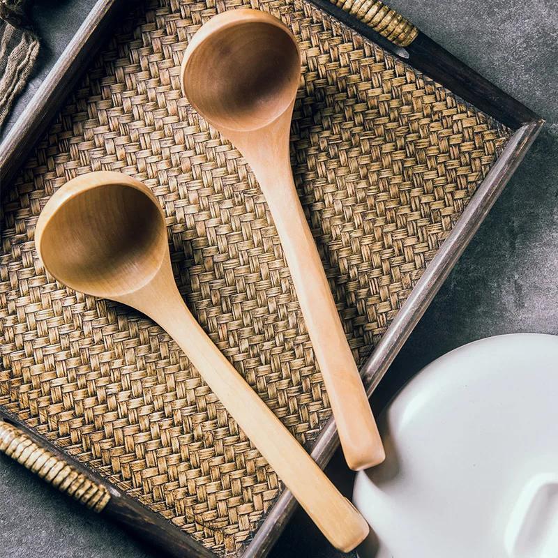 Holzlöffel Langer Griff Suppenkelle Küchenlöffel zum Servieren Kochen Groß Japanischer Stil Suppenlöffel Schöpfkelle Küchengeschirr