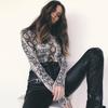 Body Streetwear con Stampa Serpente ad Alta Elasticità per la Moda Autunnale