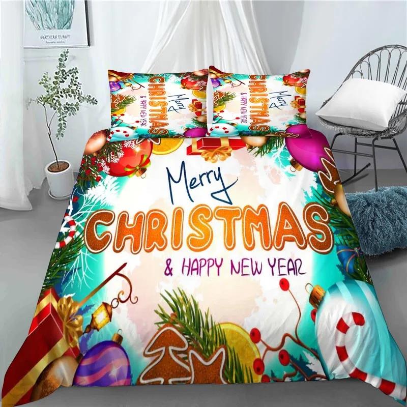 3D Christmas Decoration Duvet Cover Fashion Santa Claus Quilt Cover With Pillowcase Queen King Size For Kids Adult Bedroom Decor