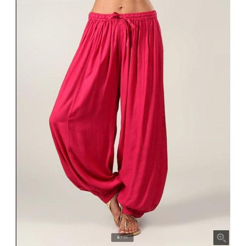 Sommer Damen Einfarbige Laternenhose Lose Plissee Kordelzug Lässige Knöchel Sporthose Harlanhose