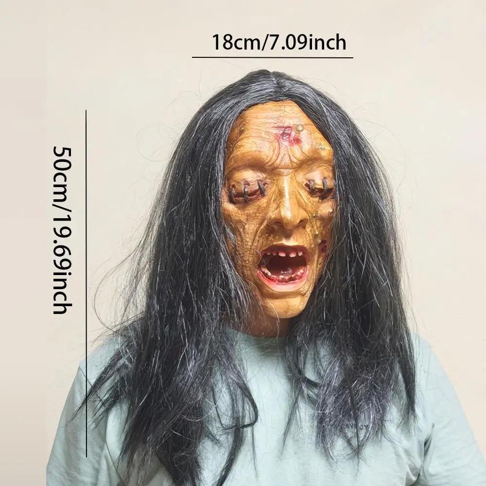 Maschera da Zombie Spaventosa con Capelli Maschere Mostruose Realistiche Accessori Costume Spaventosi di Halloween per Festa Casa Infestata Cosplay