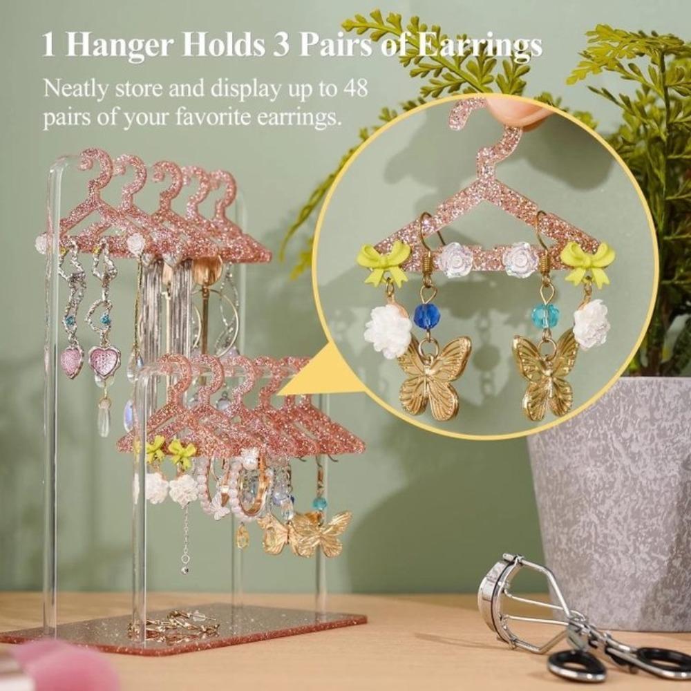 Jewelry Organizer 16pcs Hangers Shaped Jewelry Holder Clothes Hanger Ear Studs Stand  Women Girls