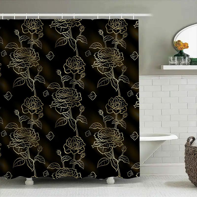 Luxury Floral Shower Curtain Waterproof Bathroom Decorative Fabric 3D Printing Print Customizable Size For Home Decoration