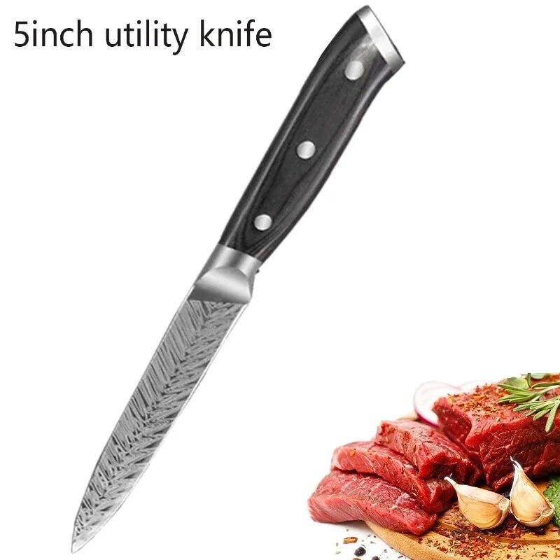 Damascus Kitchen Knife Utility Knives Meat Vegetable Knife Chef's Knife Sharp Fruit Bone Knives Cooking Knife Kitchen Tools