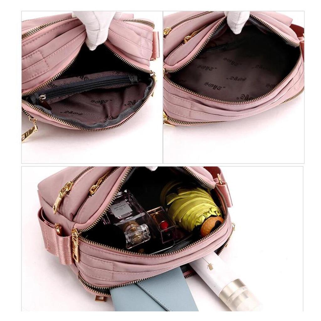 Women Waterproof Nylon Crossbody Shoulder Bags Casual Large Capacity Travel Clutch Bag Female Solid Color Multi-pocket Handbag