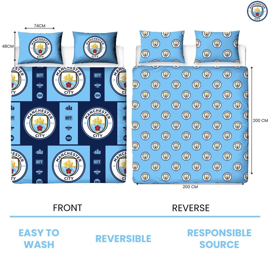 Manchester City FC Reversible Crest Duvet Set