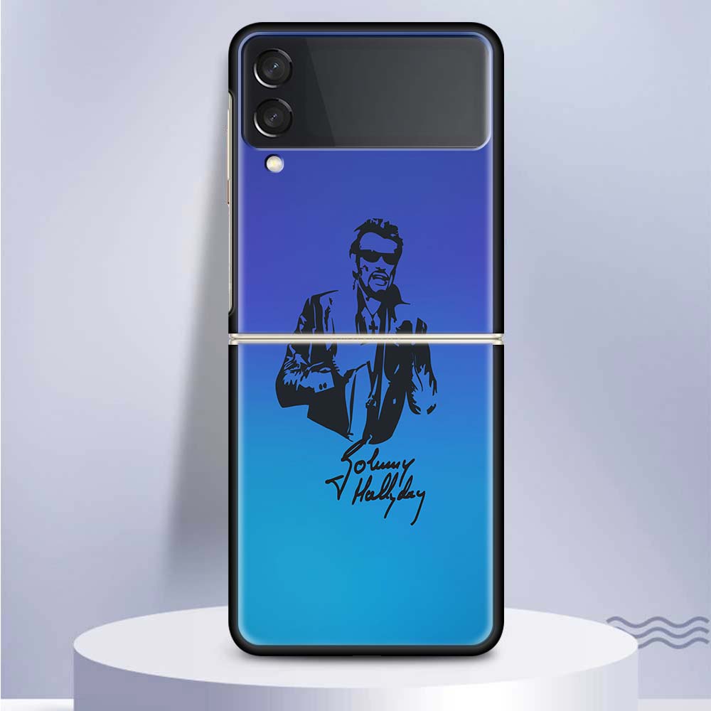 Johnny Hallyday Music Coque Phone Case For Samsung Galaxy Z Flip 6 5 4 3 5G Black Hard Cover ZFlip6 ZFlip5 ZFlip4 ZFlip3 Fundas
