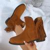 European station women's boots autumn and winter new large size spot Martin boots fringed suede round head sleeve Chelsea boots