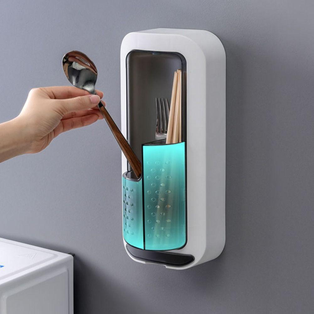 Dustproof Rotatable Toothbrush Holder Wall Mounted Chopsticks Cage  Household