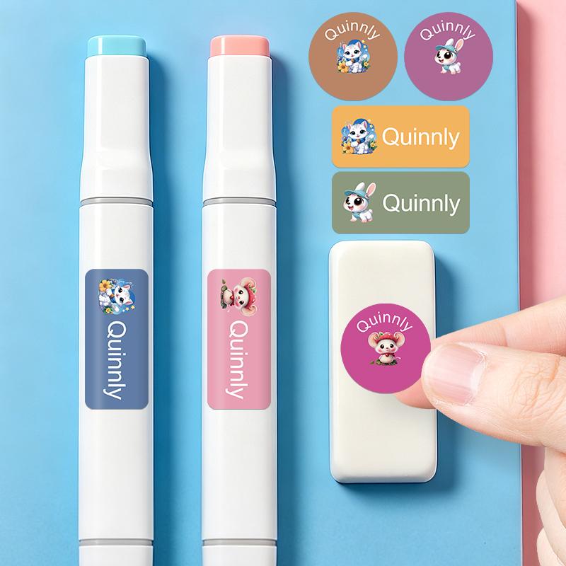 Personalized Name Labels-Cartoon Animal Custom Stickersfun Design For School Itemsmugs And Personal Things
