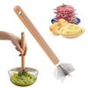 304 Stainless Steel Meat Masher 6-Blade Meat Chopper with Wooden Handle