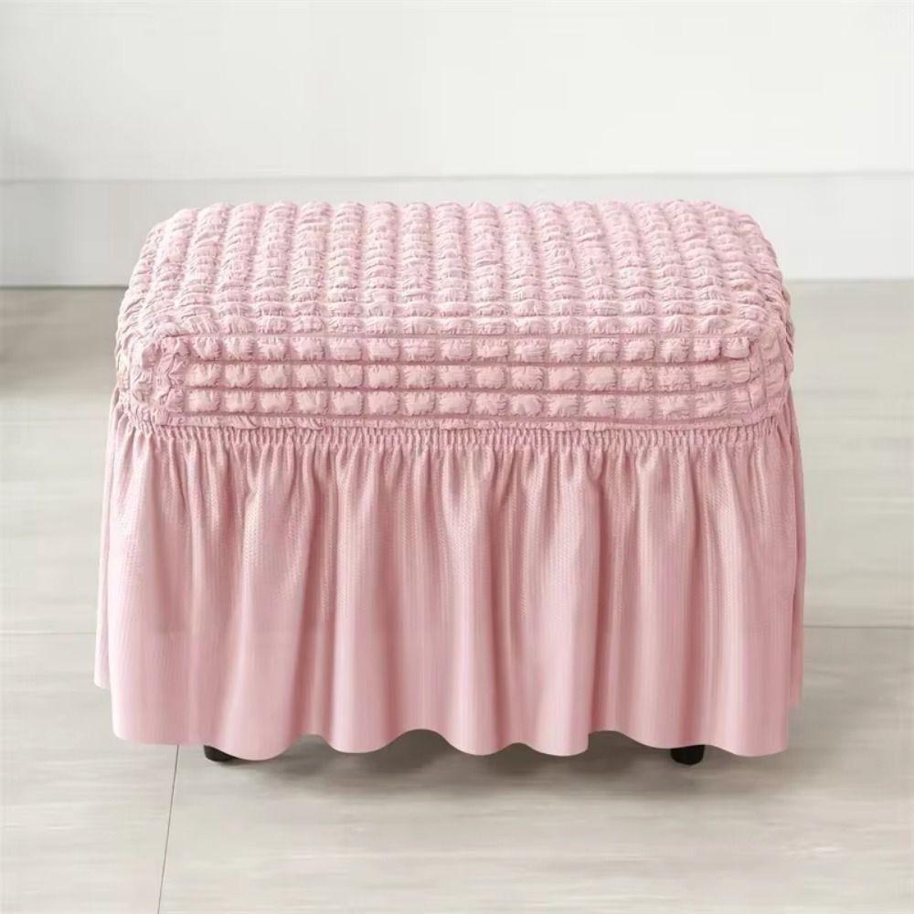Universal Stool Cover Solid Color Footrest Slipcover Washable Ottoman Cover Dining Room