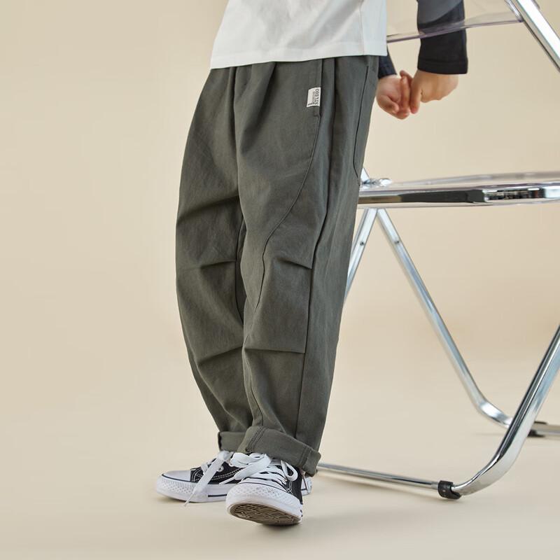 Boys  Elastic Washed Cotton Straight-Leg Casual Pants 130