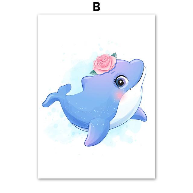 Koala Panda Waschbär Pinguin Wal Krake Robbe Nordic Poster und Drucke Wand Kunst Leinwand Malerei Wand Bilder Kinderzimmer Dekor